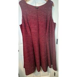 Lane Bryant Sleeveless Dress EUC Red Silver Shimmer Christmas 22/24 Glitter